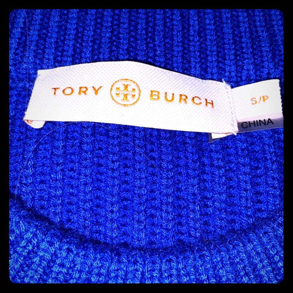 ToryBurch blue sweater with white and black strips